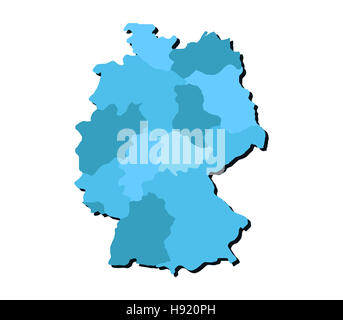 Karte von Deutschland mit Regionen Stockfoto