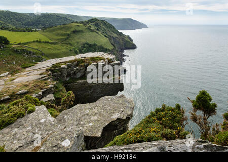 Blick von Castle Rock, The Valley of Rocks, in der Nähe von Lynton, Exmoor National Park, Devon. Stockfoto