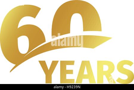 Isolierte Abstract golden 60th Jahrestag Logo auf weißem Hintergrund. die Nummer 60 Schriftzug. 60 Jahre Jubiläum Feier Symbol. 60. Geburtstag-Emblem. Vektor-Illustration. Stock Vektor