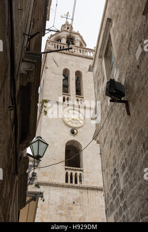 Der Turm der St.-Markus-Kathedrale in Korcula Kroatien Stockfoto