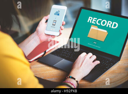 Rekord vertraulichen Privatsphäre Infomation Datenkonzept Stockfoto