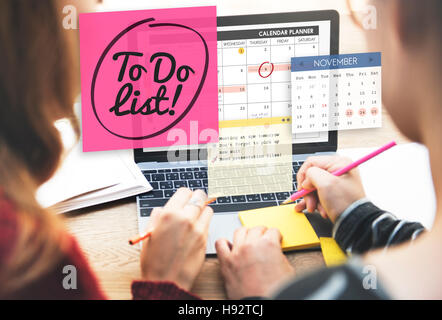 Zeitplan Kalender Planer Organisation Konzept Aufgabenliste Stockfoto