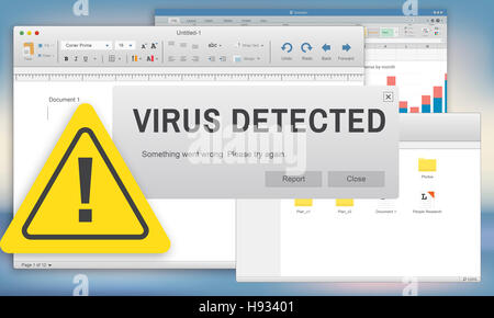 Ungesicherte Virus erkannte Hack unsichere Konzept Stockfoto