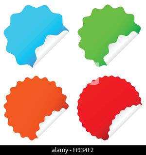 Verschiedenen Starburst / Sunburst Abzeichen, Formen in 4 Farben Stock Vektor