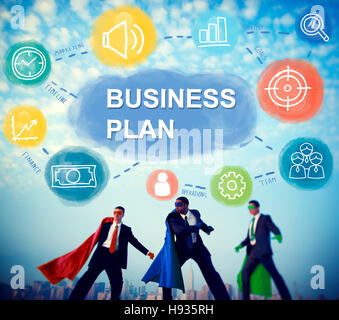 Business Plan Superhelden-Team-Konzept Stockfoto