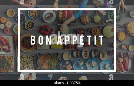 Bon Appetit lecker lecker Catering Küche kulinarisches Konzept Stockfoto