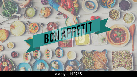 Bon Appetit lecker lecker Catering Küche kulinarisches Konzept Stockfoto