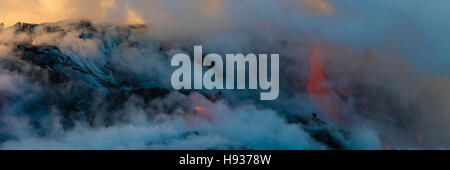 Lava-Bootstour, Kilauea-Vulkan, HVNP. Insel von Hawaii, Hawaii, Panorama Stockfoto