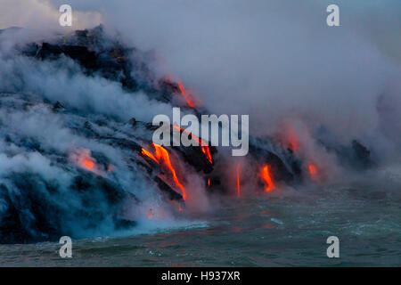 Lava-Bootstour, Kilauea-Vulkan, HVNP. Insel von Hawaii, Hawaii Stockfoto