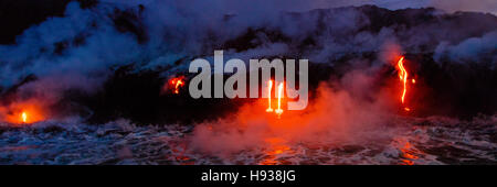 Lava-Bootstour, Kilauea Volcanon HVNP. Insel von Hawaii, Hawaii, Panorama Stockfoto