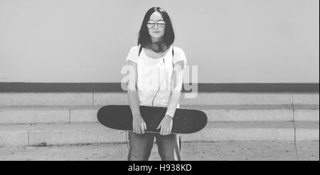 Funky Fresh Hipster Genuss Skateboarding Konzept Stockfoto