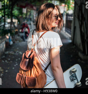 Funky Fresh Hipster Genuss Skateboarding Konzept Stockfoto