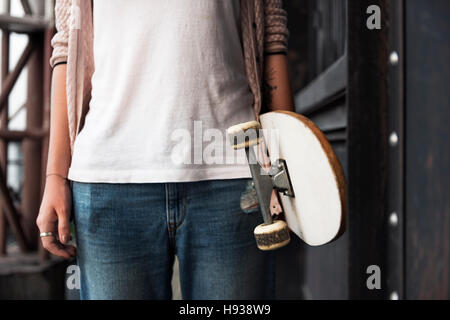 Funky Fresh Hipster Genuss Skateboarding Konzept Stockfoto