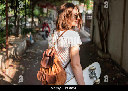 Funky Fresh Hipster Genuss Skateboarding Konzept Stockfoto