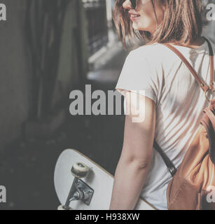 Funky Fresh Hipster Genuss Skateboarding Konzept Stockfoto