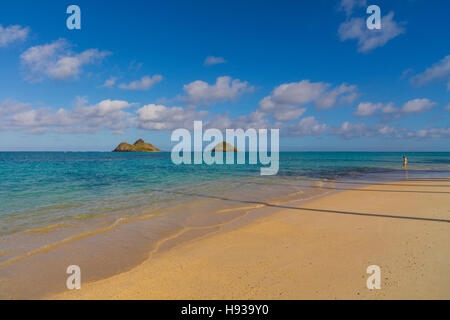 Mokulua Inseln, Lanikai, Strand, Kailua, Oahu, Hawaii Stockfoto