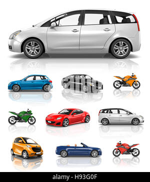 Transport Auto Motorrad Leistung Fahrzeugkonzept Stockfoto