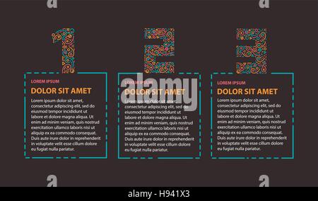 Drei Schritte-Info-Grafiken in Linienart Stock Vektor