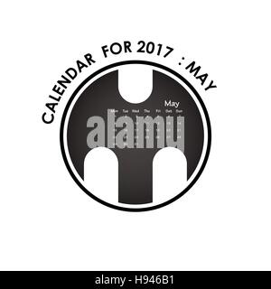 2017 Kalender Vector Design Briefpapier-Vorlage. Kalender für Mai 2017.Vector Abbildung. Stock Vektor