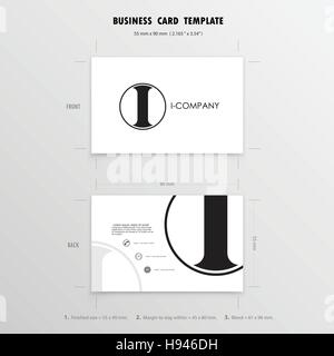 Visitenkarten-Design-Vorlage. Name-Karten-Symbol. Größe 55 x 90 mm (2.165 in x 3,54 Zoll). Vektor-illustration Stock Vektor