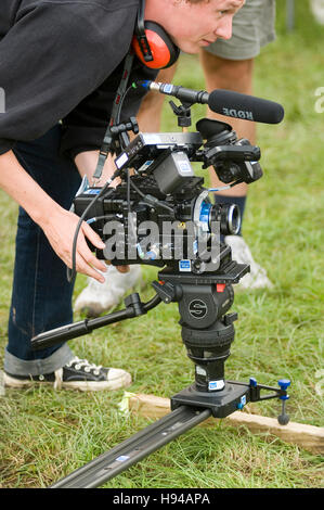 CineAlta Sony broadcast TV Kino Kameras 4k hochauflösend Kameraauflösung tracking-Schiene Schienen Pfanne Pann panning shot Aufnahmen Bewegung Stockfoto