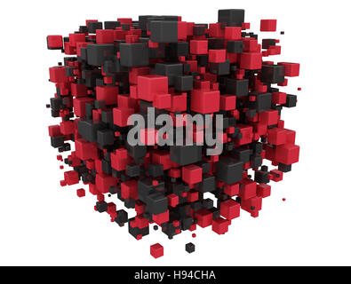rot und schwarz 3d Würfel abstrakte digitale Hintergrund Stockfoto