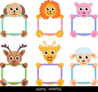 Tiere halten leer Banner und Schilder. Tiere-Text-Box-Set. Vektor-illustration Stock Vektor