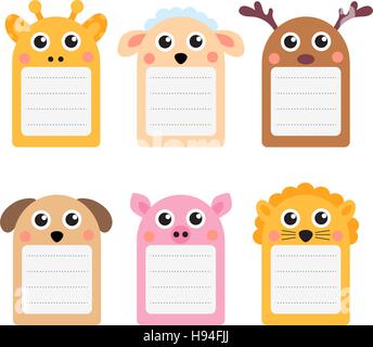 Süße Tiere beachten Sie Scrapbook-Elemente. Vektor-illustration Stock Vektor