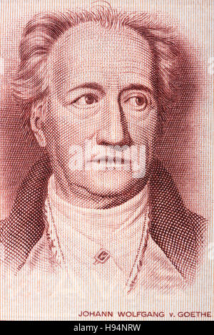 Johann Wolfgang von Goethe-Porträt von alten deutschen Geld Stockfoto