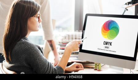 CMYK-Emblem Symbol Farbkonzept Stockfoto