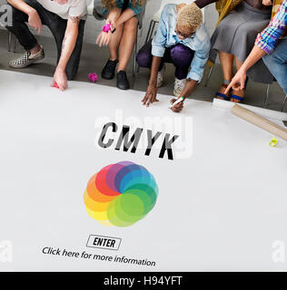 CMYK-Emblem Symbol Farbkonzept Stockfoto