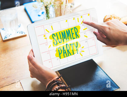 Suumer Party Feier im Sommer Strand Konzept Stockfoto