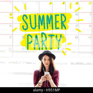 Suumer Party Feier im Sommer Strand Konzept Stockfoto