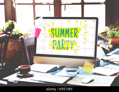 Suumer Party Feier im Sommer Strand Konzept Stockfoto