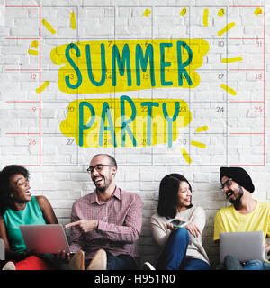 Suumer Party Feier im Sommer Strand Konzept Stockfoto