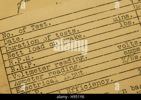 Notizen aus RAF Lehrlinge Notebook, 1936 Stockfoto