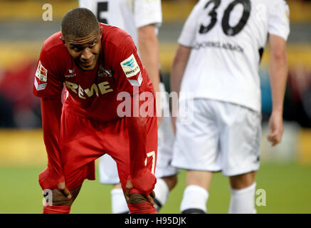 Mönchengladbach, Deutschland. 19. November 2016. Der Köoen Anthony Modeste während der deutschen Bundesliga-Fußballspiel zwischen Borussia Moenchengladbach und 1. FC Köln im Borussia-Park in Mönchengladbach, 19. November 2016. Foto: JONAS GUETTLER/Dpa/Alamy Live News Stockfoto