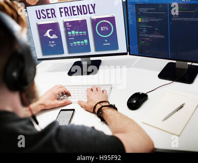 Freundlichen mobilen Apps Anzeigekonzept Stockfoto