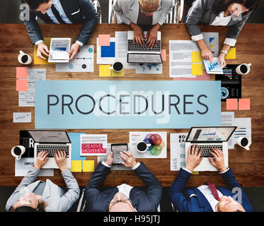 Verfahren Prozess-Schritte-System-Konzept Stockfoto