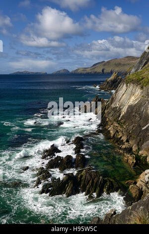 Blasket Inseln Slea Head zerklüfteten Atlantikküste Küste Dingle Halbinsel County Kerry Irland Wild Atlantic Way RM Irland Stockfoto