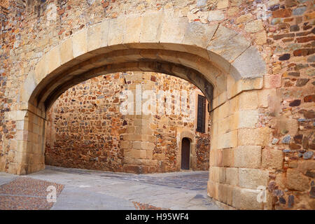 Caceres Arco De La Estrella Star Bogen in Spanien Eingang monumentale Stadt Stockfoto