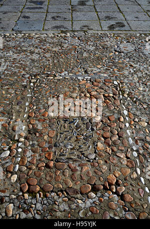 Salamanca in Spanien Steinen Bodenbelag Detail entlang via De La Plata Weg nach Santiago Stockfoto