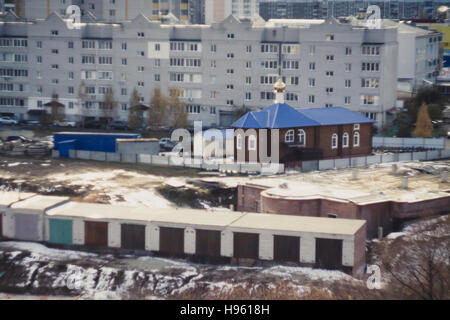 Luftbild auf Wohn Wohnblocks in Russland Stockfoto