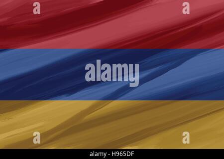 Armenien bemalt / gezeichnete Vektor Flagge. Dramatische, ungewöhnliche Optik. Vektor-Datei enthält Flagge und Textur-Layer Stock Vektor