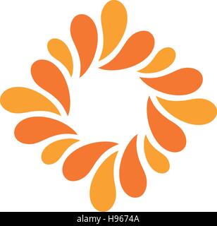 Isolierte abstrakte Farbe orange Logo. Raute-Form-Logo. Blume-Blütenblätter-Symbol. Florale Deko Schild. Natur-Element. Vektor-Illustration. Stock Vektor