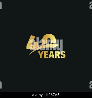Abstract golden 40th Jahrestag Logo auf schwarzem Hintergrund isoliert. die Nummer 40 Schriftzug. Vierzig Jahre Jubiläum Feier Symbol. 40. Geburtstag-Emblem. Vektor-Illustration. Stock Vektor