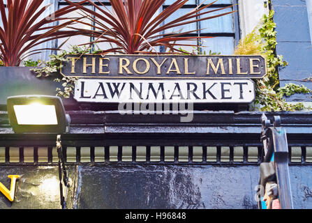 Germany/Deutschland, Edinburgh, die Royal Mile-Zeichen. Stockfoto