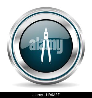 Design-Vektor-Ikone. Chrom-Grenze rund um Web-Taste. Silber metallic Drucktaste. Stock Vektor