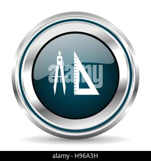 Design-Vektor-Ikone. Chrom-Grenze rund um Web-Taste. Silber metallic Drucktaste. Stock Vektor