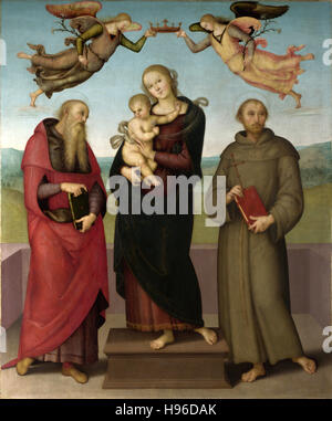 Pietro Perugino - die Jungfrau und Kind mit Heiligen Hieronymus und Franziskus - 1507 Stockfoto